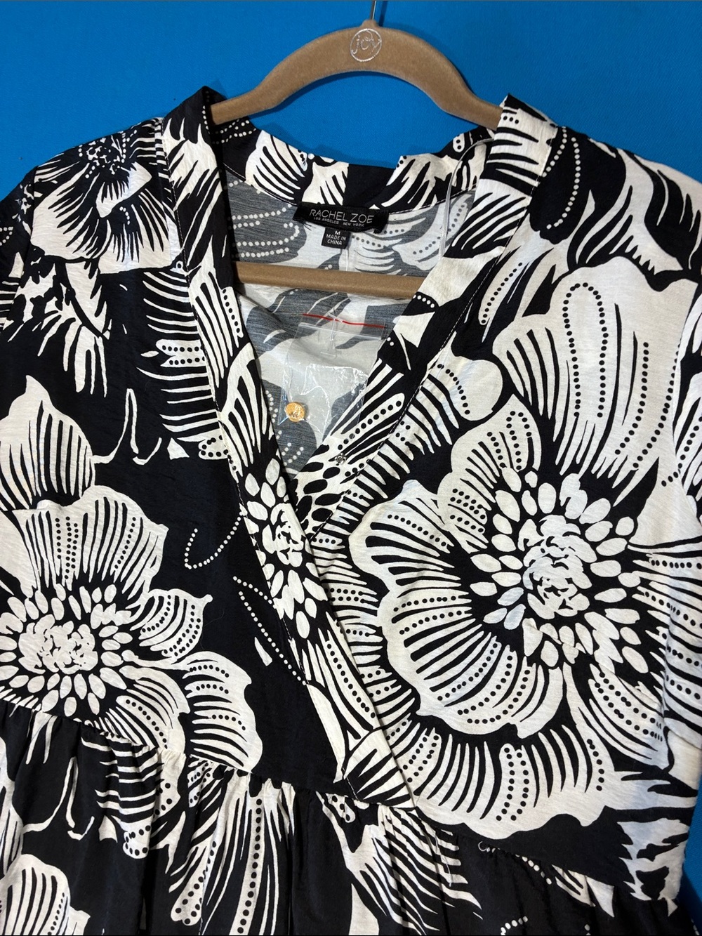 Rachel Zoe Black and White Floral Flowy Midi Dress- NWT- Size M - Picture 6 of 17